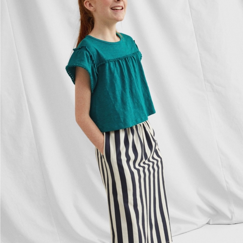 Dark Teal Tassel Trim Top | Tea Collection